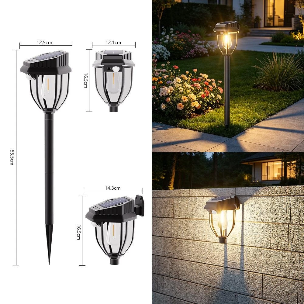 Elfeland Solar Garden Stake Light Motion Sensor Waterproof 3 Lighting Modes Solar Pathway Light for Lawn Yard Driveway — view 5