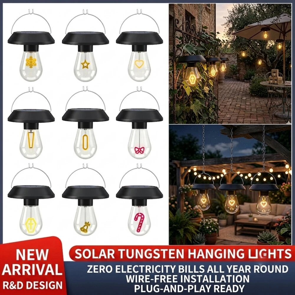 Elfeland Solar Hanging Garden Light 2800K Lamp Light Sensor IP65 Waterproof Rechargeable for Tree Patio Yard Outdoor — view 2