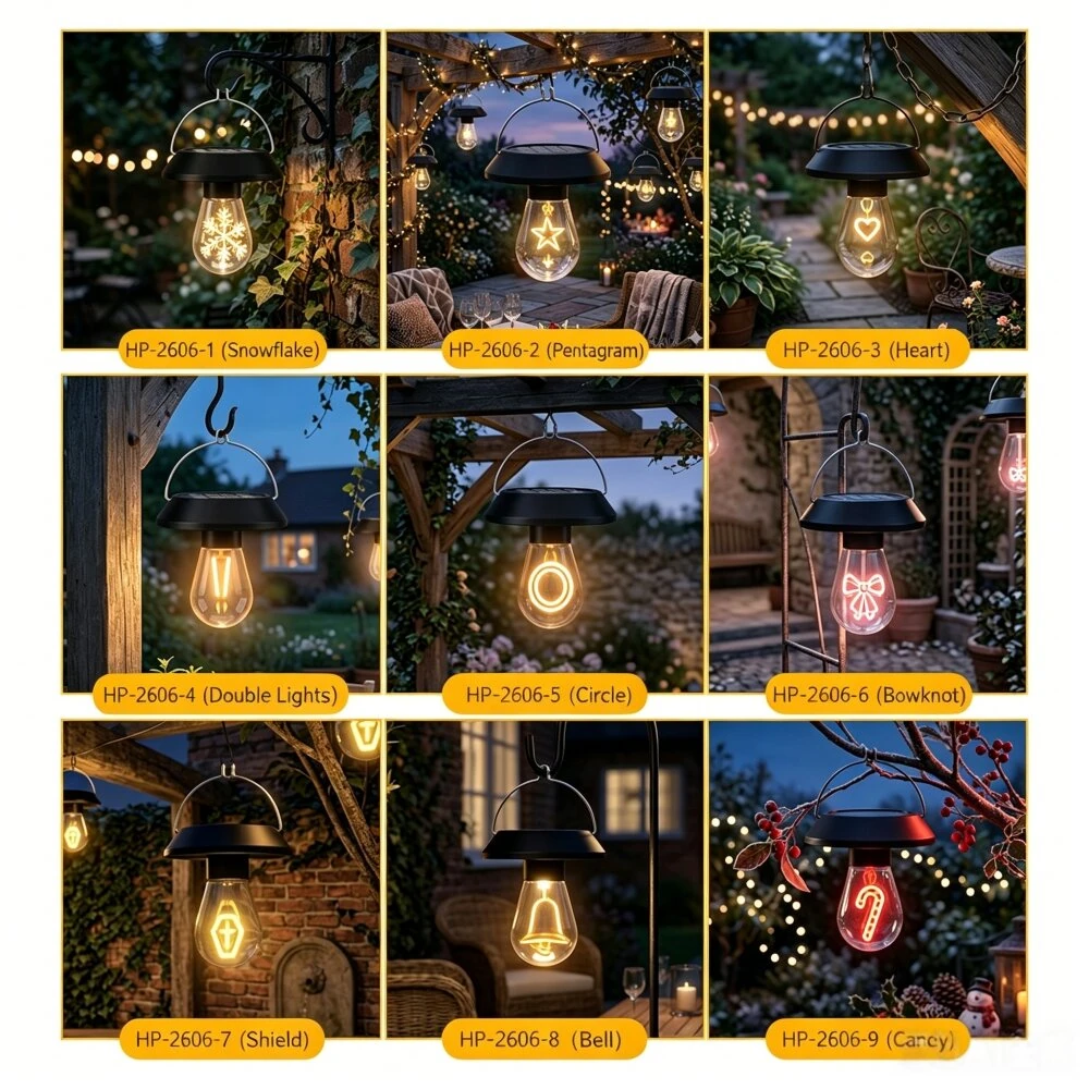 Elfeland Solar Hanging Garden Light 2800K Lamp Light Sensor IP65 Waterproof Rechargeable for Tree Patio Yard Outdoor — view 4