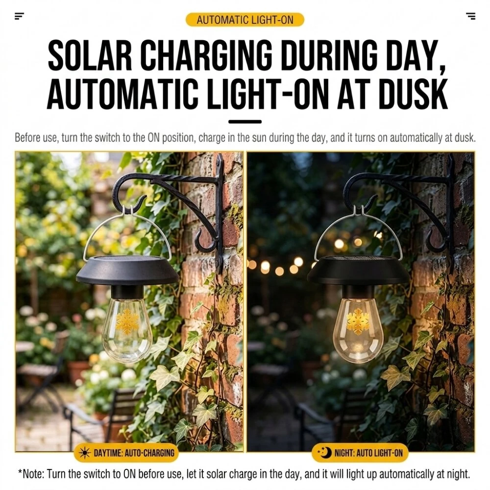 Elfeland Solar Hanging Garden Light 2800K Lamp Light Sensor IP65 Waterproof Rechargeable for Tree Patio Yard Outdoor — view 5