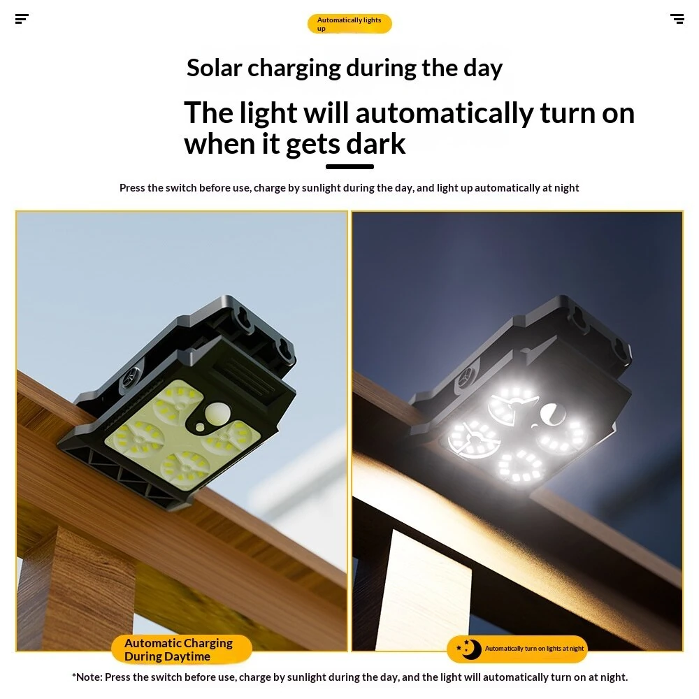 Elfeland Solar Powered Clip Light Multi-Lighting Modes Wide Angle Sensor IP65 Waterproof Solar Charging Wall Lamp for Outdoor Garden Courtyard — view 2