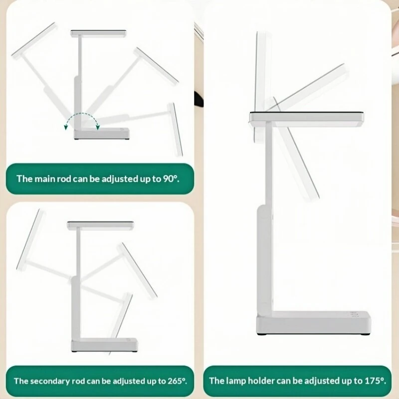 Elfeland USB Rechargeable Clip-on LED Desk Lamp 3 Color Temperatures 45 Minutes Timer LCD Display Portable Foldable Clock Desk Lamp for Indoor Rooms — view 7