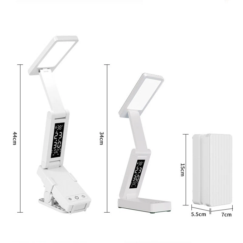 Elfeland USB Rechargeable Clip-on LED Desk Lamp 3 Color Temperatures 45 Minutes Timer LCD Display Portable Foldable Clock Desk Lamp for Indoor Rooms — view 8