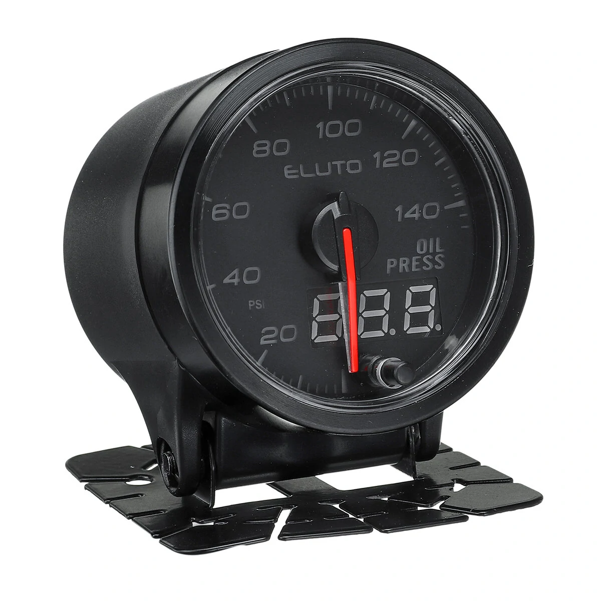 Eluto Universal 2" 52mm 12V Oil Pressure Gauge Meter With Sensor 10 Color LED Tinted Face PSI — view 11