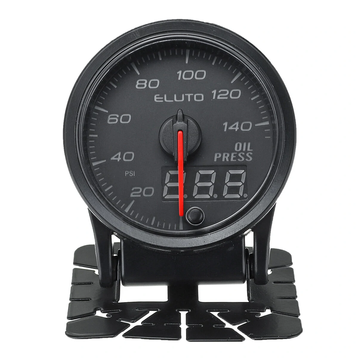 Eluto Universal 2" 52mm 12V Oil Pressure Gauge Meter With Sensor 10 Color LED Tinted Face PSI — view 5