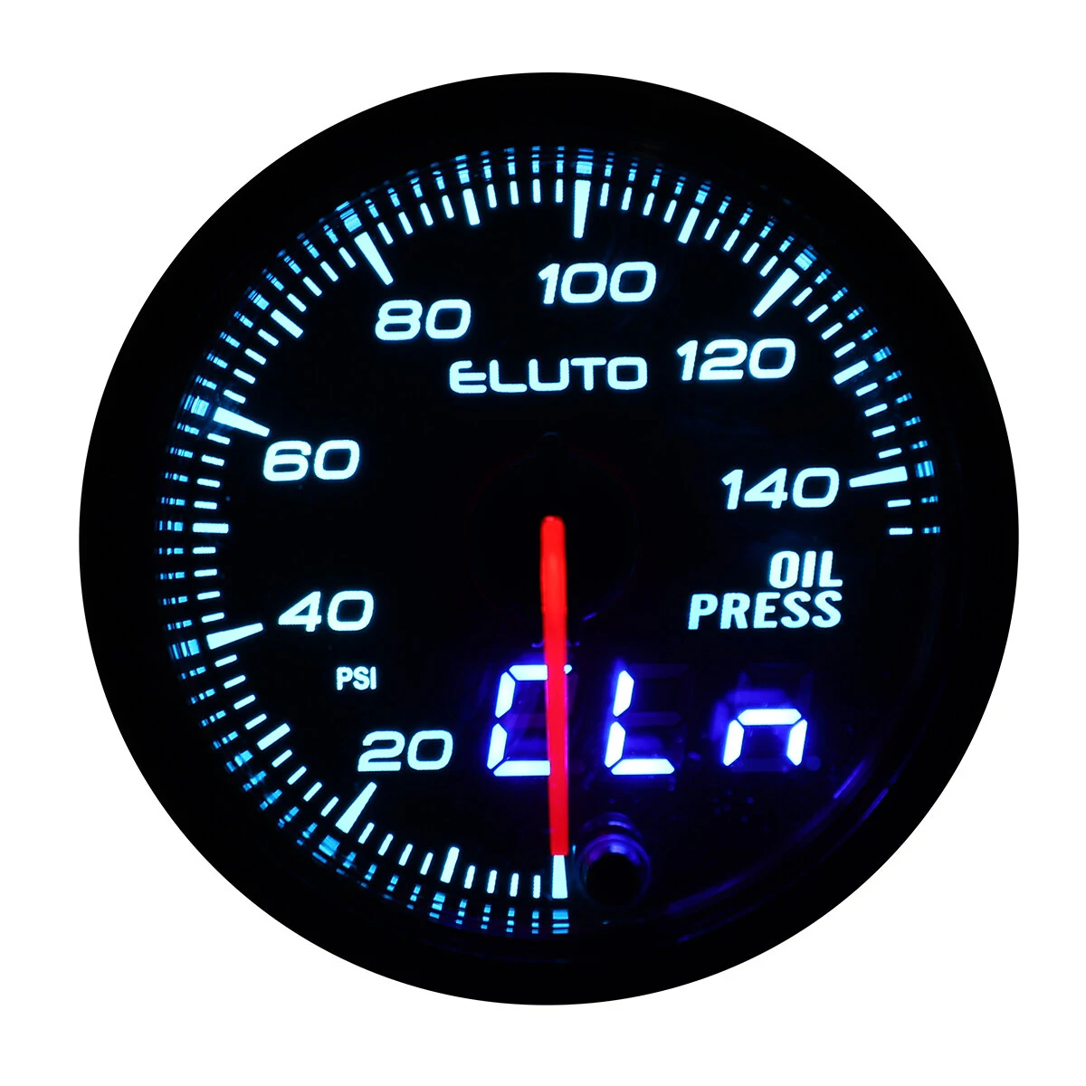 Eluto Universal 2" 52mm 12V Oil Pressure Gauge Meter With Sensor 10 Color LED Tinted Face PSI — view 6
