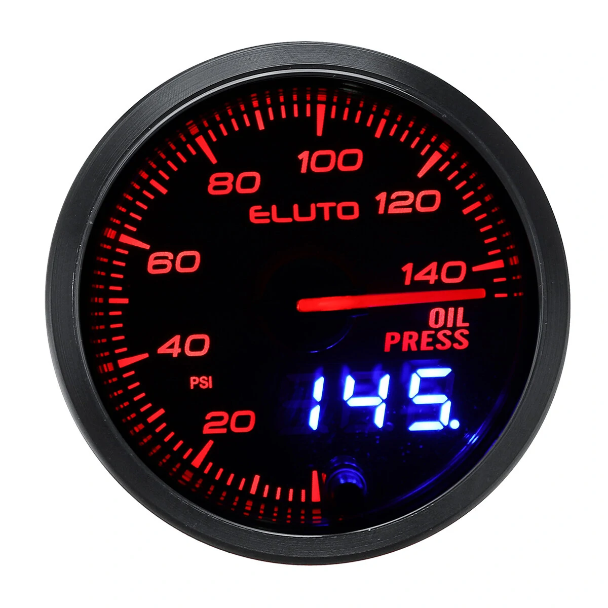 Eluto Universal 2" 52mm 12V Oil Pressure Gauge Meter With Sensor 10 Color LED Tinted Face PSI — view 7