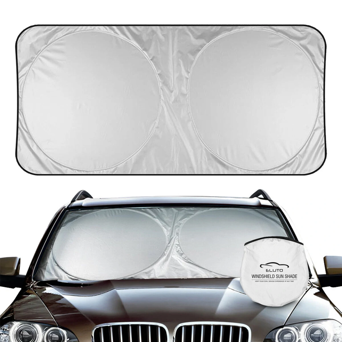 ELUTO Windshield Sun Shades is made of thick high quality silver coated polyester