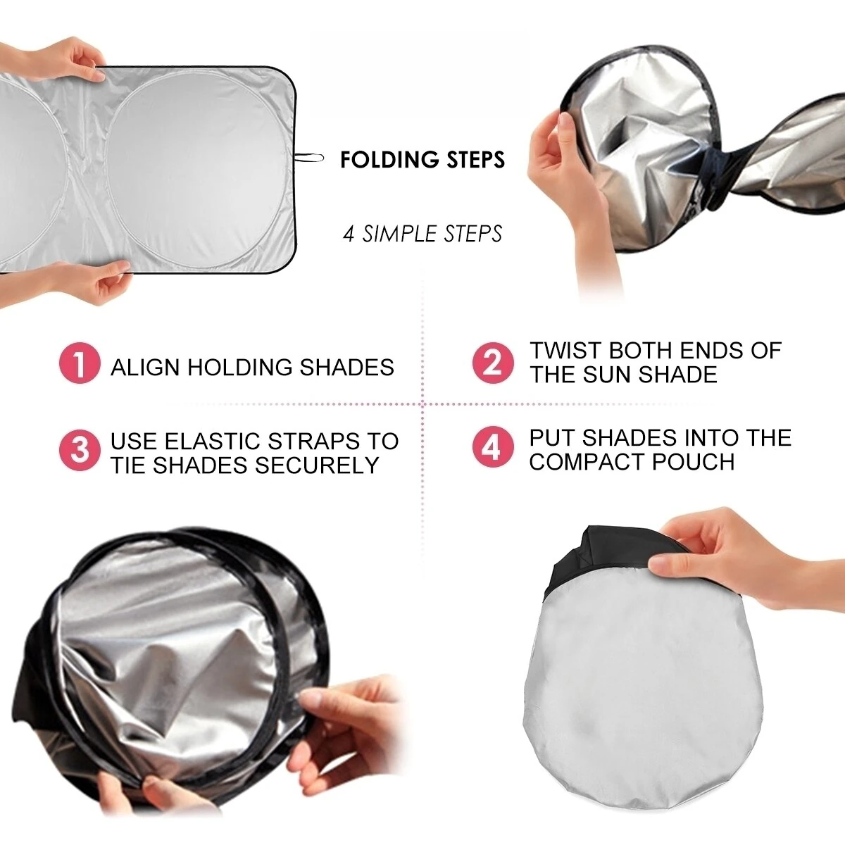 ELUTO Windshield Sun Shades is made of thick high quality silver coated polyester — view 8