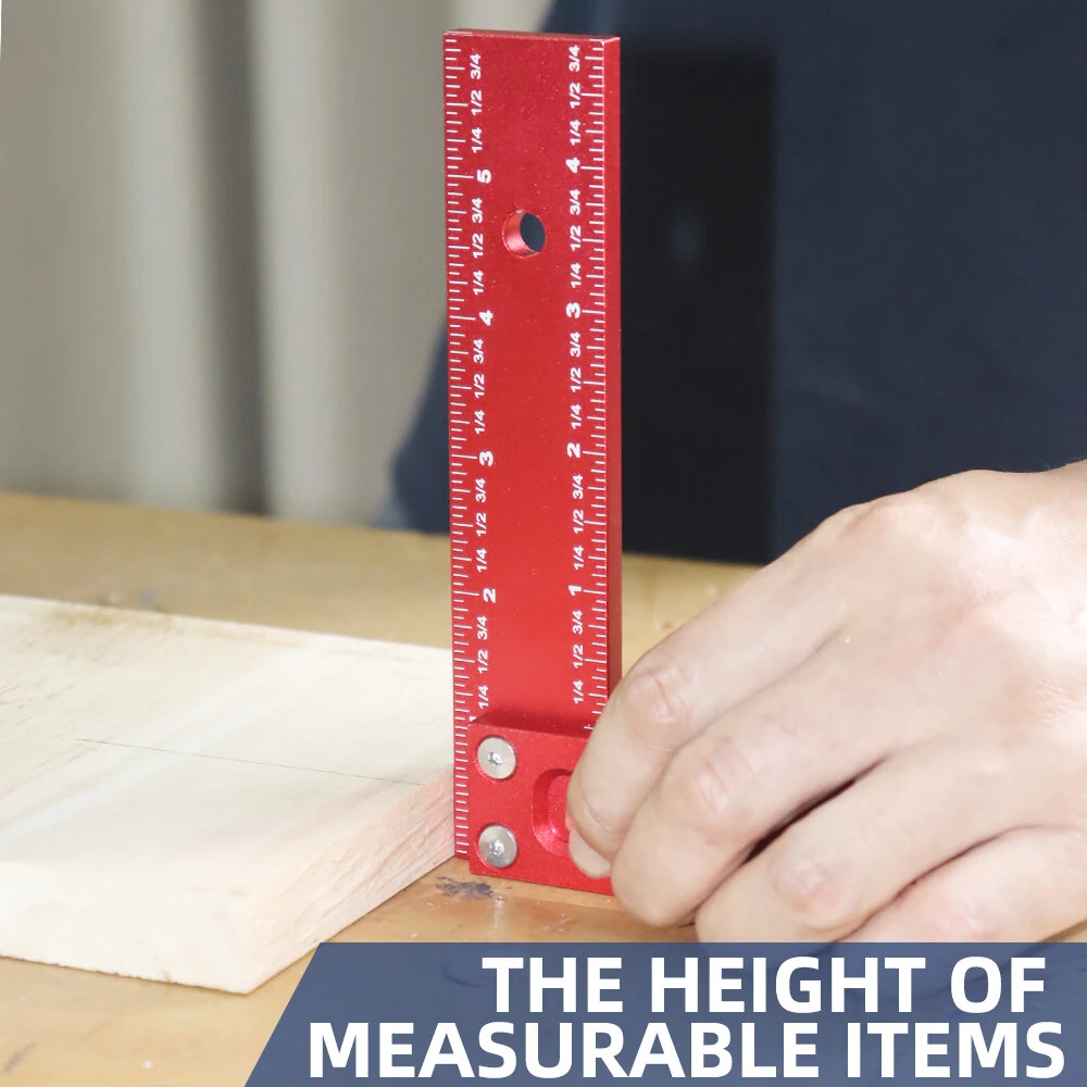 ENJOYWOOD 6-Inch Right Angle Square Aluminum Alloy 90 Degree Woodworking Line Marking Ruler Metric/Imperial Laser Scribing Measuring Layout Tool — view 5
