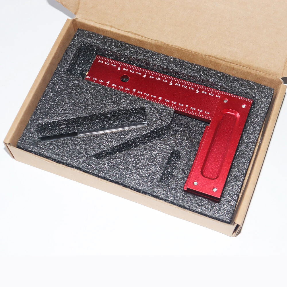 ENJOYWOOD 6-Inch Right Angle Square Aluminum Alloy 90 Degree Woodworking Line Marking Ruler Metric/Imperial Laser Scribing Measuring Layout Tool — view 8