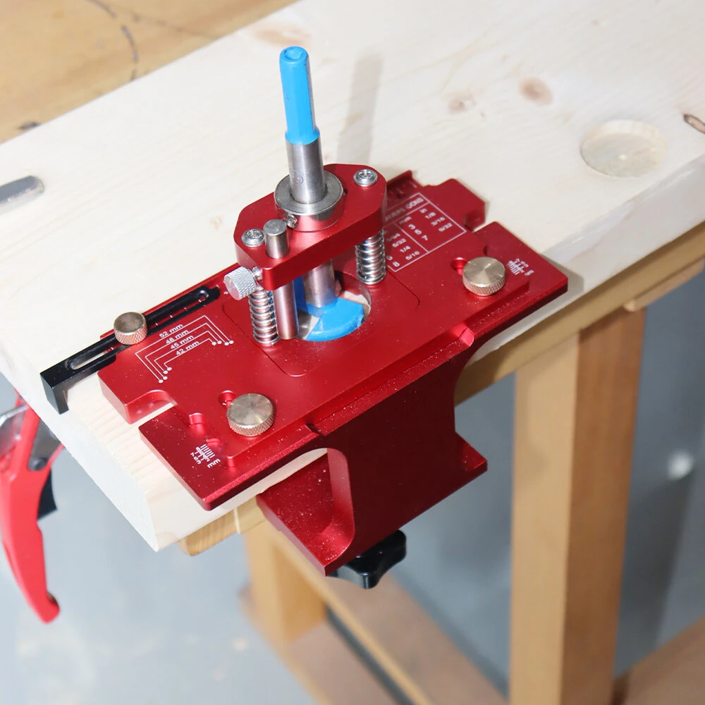ENJOYWOOD Adjustable Depth Cabinet Hinge Jig 35mm Hinge Hole Punch Locator Cabinet Door Installation Drilling Guide Woodworking Tool — view 11