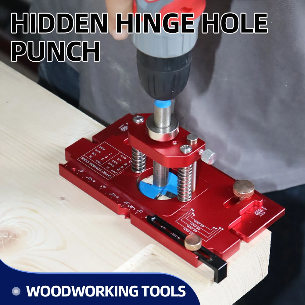 ENJOYWOOD Adjustable Depth Cabinet Hinge Jig 35mm Hinge Hole Punch Locator Cabinet Door Installation Drilling Guide Woodworking Tool — view 3