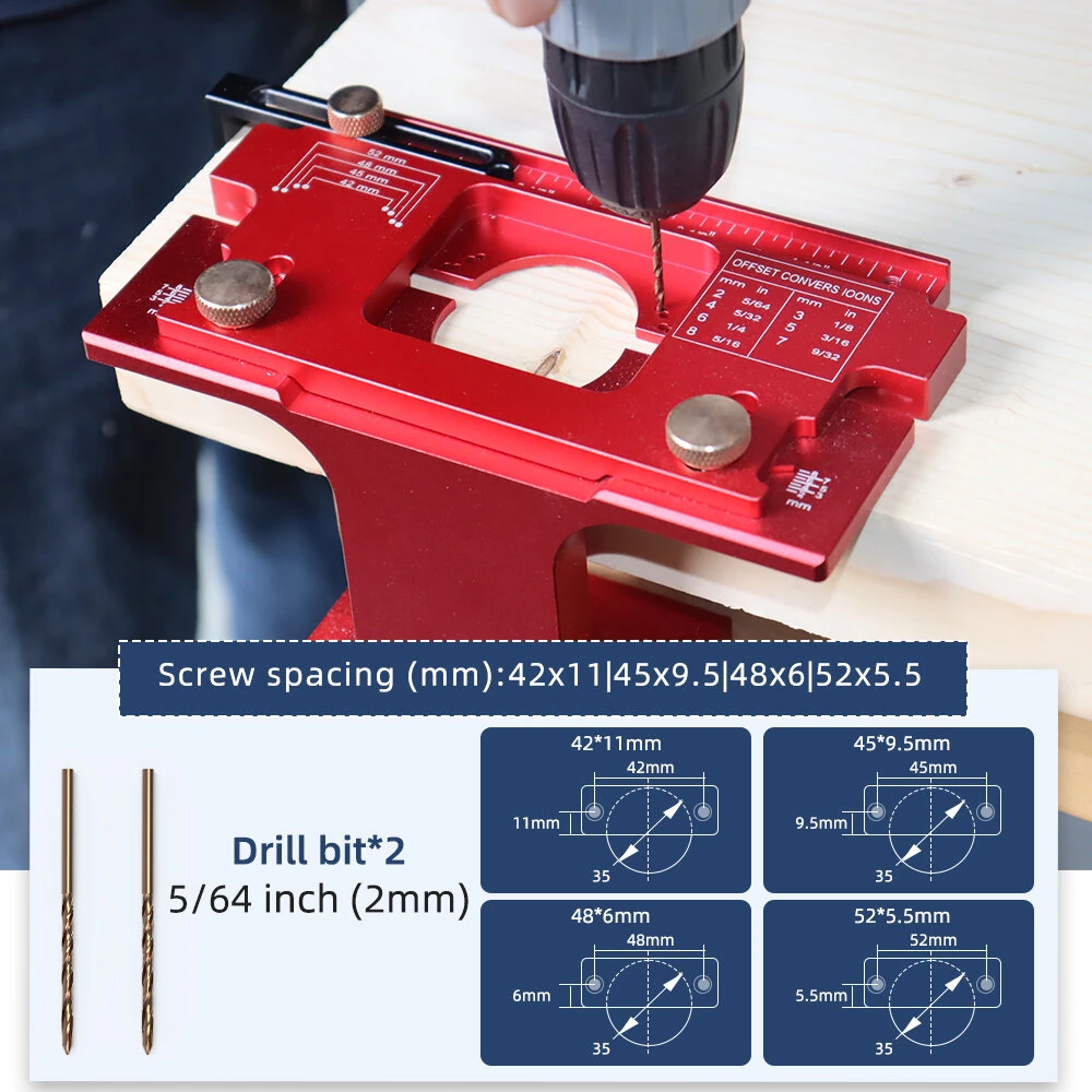 ENJOYWOOD Adjustable Depth Cabinet Hinge Jig 35mm Hinge Hole Punch Locator Cabinet Door Installation Drilling Guide Woodworking Tool — view 6