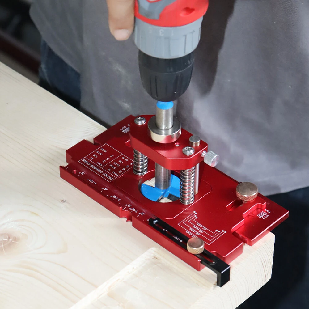 ENJOYWOOD Adjustable Depth Cabinet Hinge Jig 35mm Hinge Hole Punch Locator Cabinet Door Installation Drilling Guide Woodworking Tool — view 9