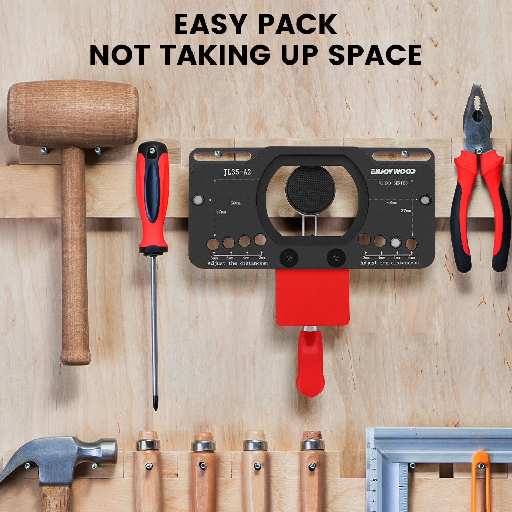 ENJOYWOOD Aluminum Alloy 35MM Hinge Boring Hole Drill Guide Hinge Jig with Clamp For Woodworking Cabinet Door Installation — view 7