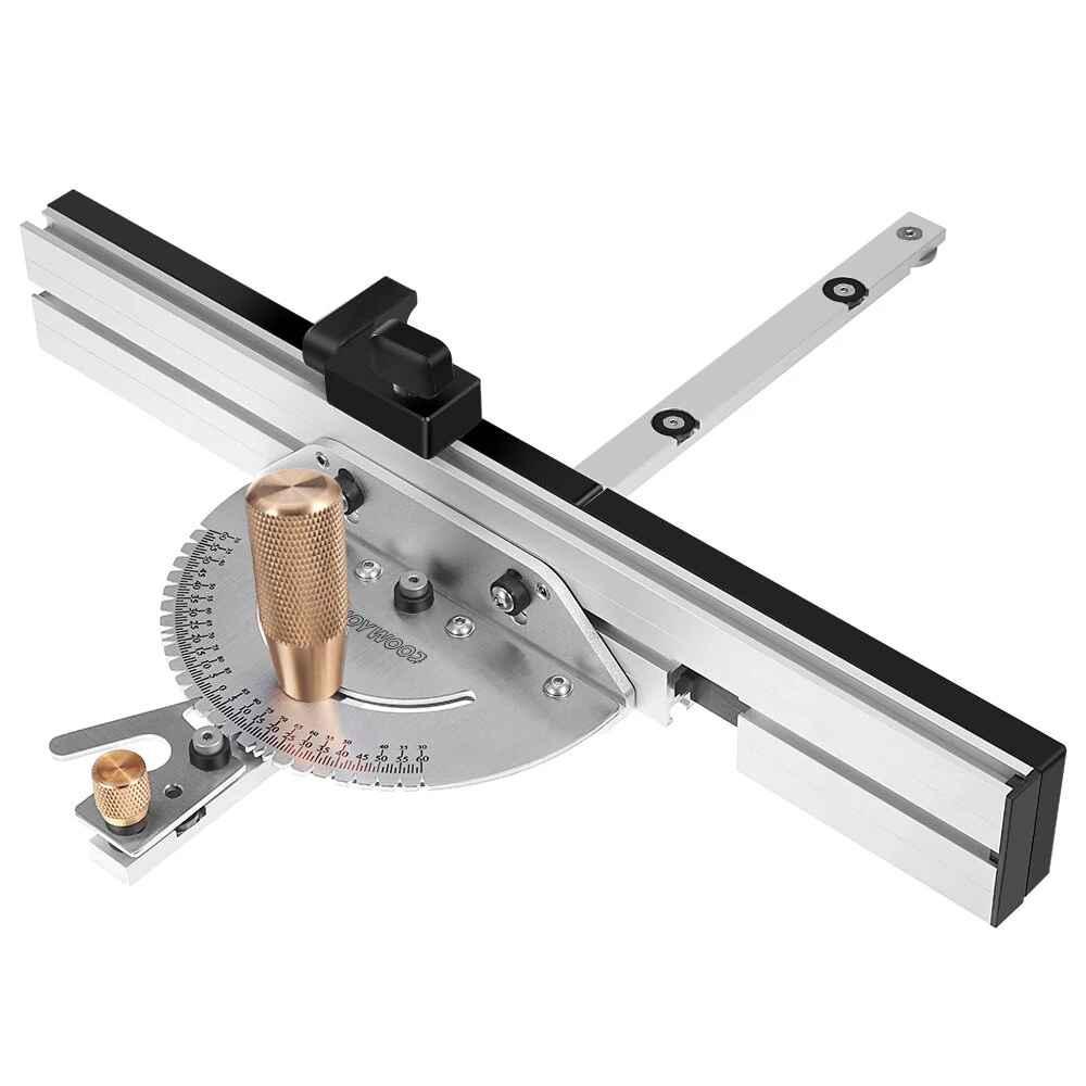 ENJOYWOOD Brass Handle 450mm 27 Angle Miter Gauge With Box Joint Jig Track Stop Table Saw Router Miter Gauge Saw Assembly Ruler For Woodworking Tools — ENJOYWOOD