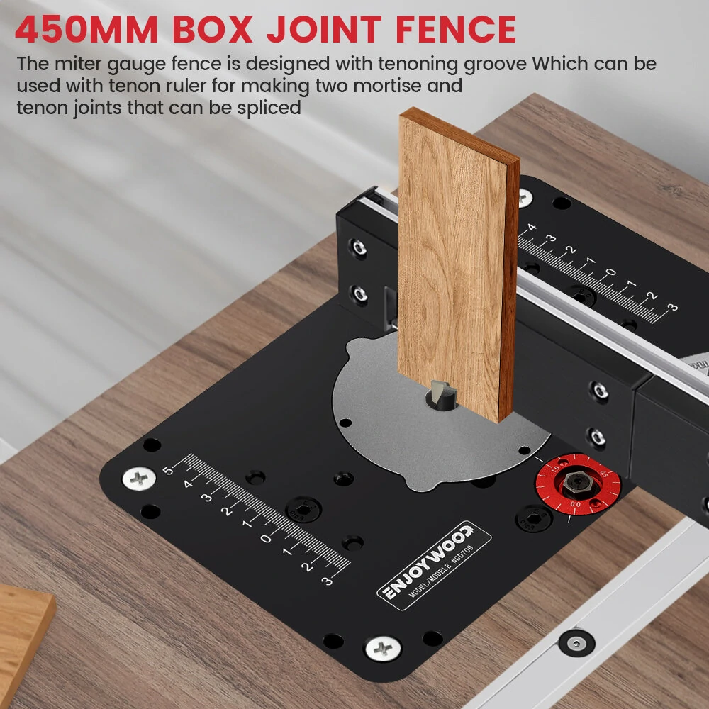 ENJOYWOOD Brass Handle 450mm 27 Angle Miter Gauge With Box Joint Jig Track Stop Table Saw Router Miter Gauge Saw Assembly Ruler For Woodworking Tools — view 4