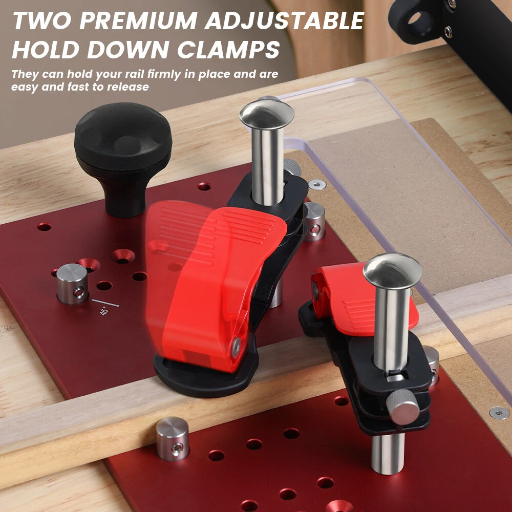 ENJOYWOOD Hooked On Wood Precision Router Table Rail Coping Sled Woodworking Professional Rail Guide Safety Coping Sled for Cabinet Door Joints / Drawer Fronts — view 5