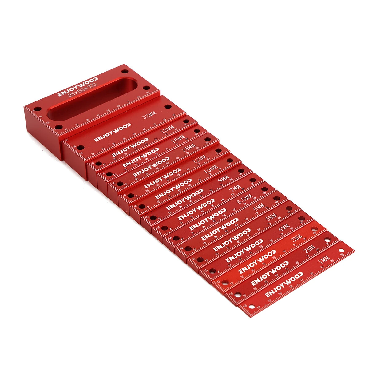 ENJOYWOOD Metric Gauge Blocks Set Aluminum Alloy Precision Measurement Red Color Convenient Storage Set Up Blocks — ENJOYWOOD