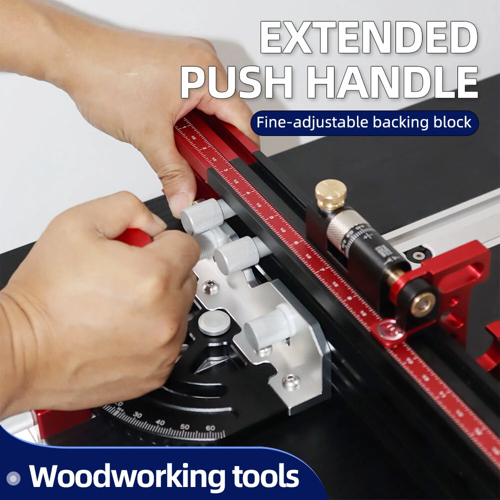 ENJOYWOOD Table Saw Router Table Miter Gauge with Extendable Fence, Adjustable Angles, and Micro-Adjustable Flip Stop for Accurate Woodworking Cuts — view 4