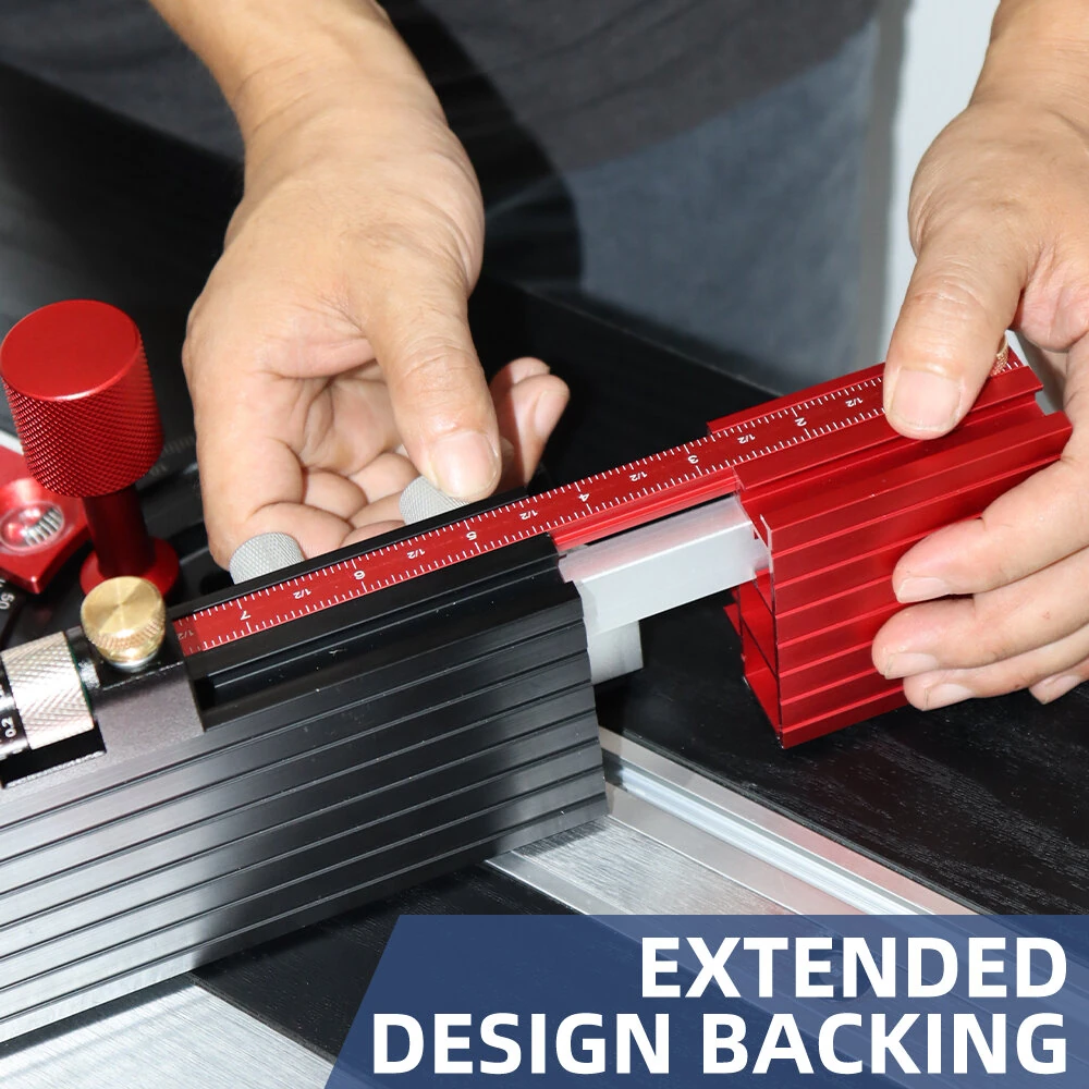 ENJOYWOOD Table Saw Router Table Miter Gauge with Extendable Fence, Adjustable Angles, and Micro-Adjustable Flip Stop for Accurate Woodworking Cuts — view 7