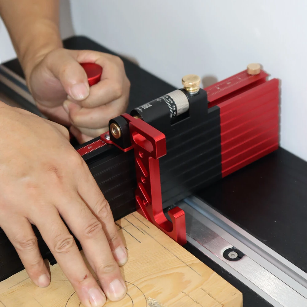 ENJOYWOOD Table Saw Router Table Miter Gauge with Extendable Fence, Adjustable Angles, and Micro-Adjustable Flip Stop for Accurate Woodworking Cuts — view 8