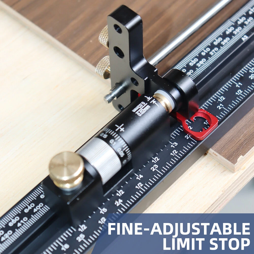 ENJOYWOOD Track Saw Parallel Guide System 0-147.9cm Scale Range with Micro Adjustable Flip Stop and Zero Calibration Repeatable Cuts Compatible with Makita / Festool / Milwaukee Guide Rail — view 3