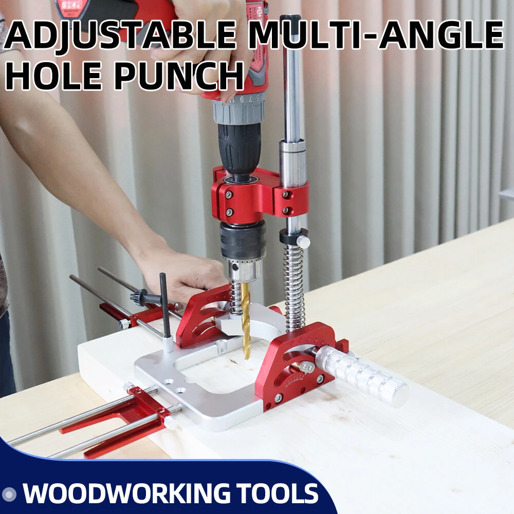ENJOYWOOD Upgraded Multi-Angle Hole Punch 0 To 60 Degree Adjustable Aluminum Alloy Woodworking Tool — view 2
