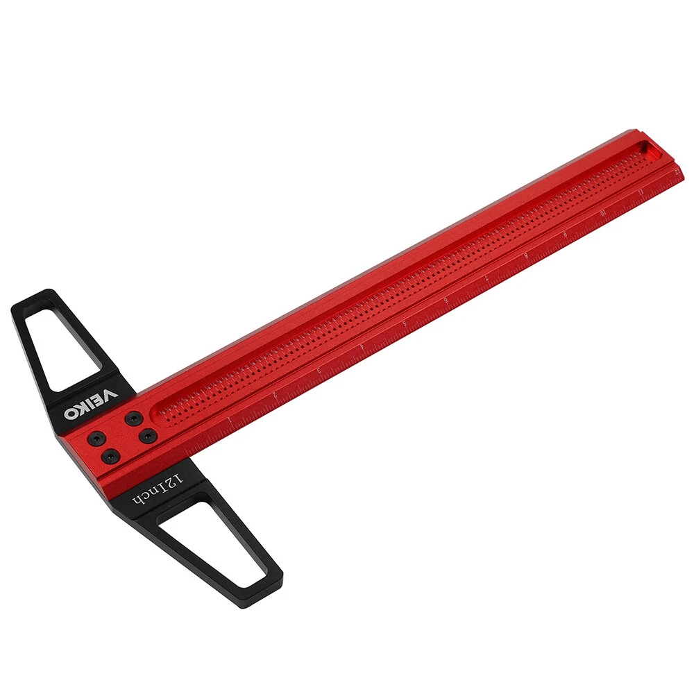 ENJOYWOOD VEIKO Series TS Imperial 12 to 30 Inch Aluminum Alloy Precision Woodworking Scriber Positioning Marking T Ruler 1/16 Inch Per Hole — view 3