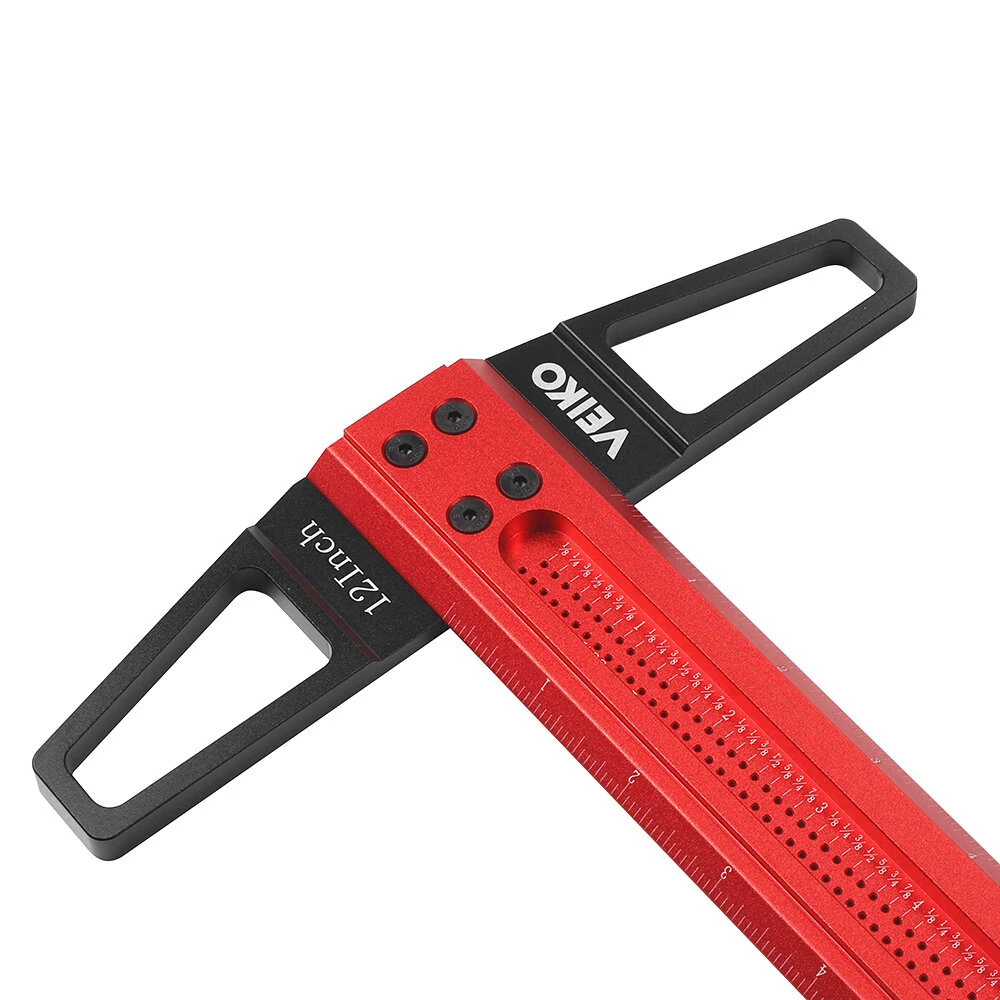 ENJOYWOOD VEIKO Series TS Imperial 12 to 30 Inch Aluminum Alloy Precision Woodworking Scriber Positioning Marking T Ruler 1/16 Inch Per Hole — view 4