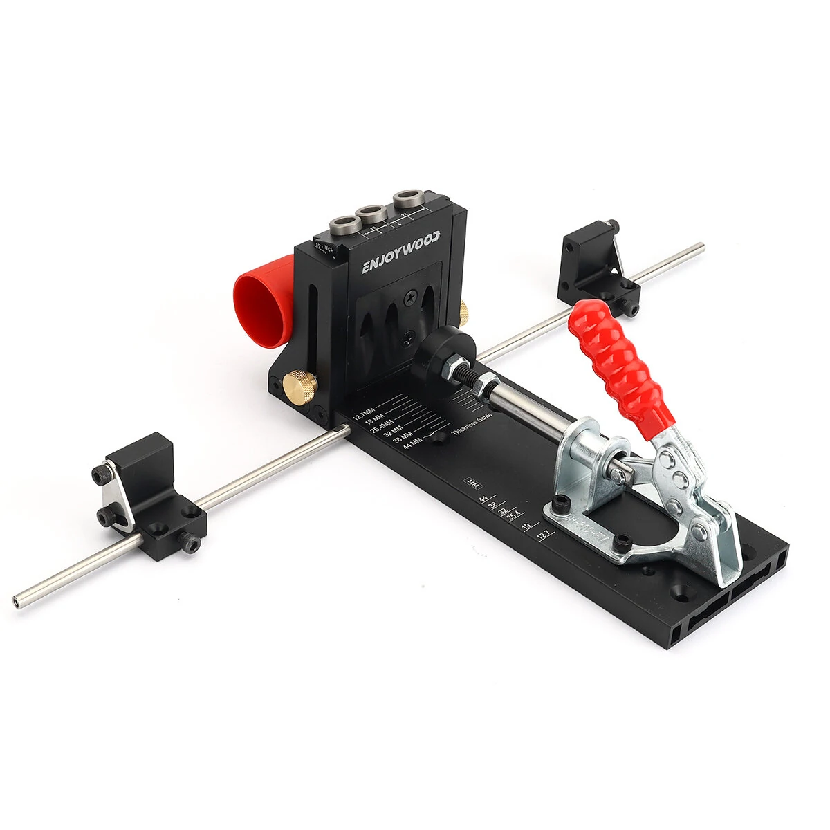 ENJOYWOOD XK4 PRO MAX Pocket Hole Jig Aluminum Alloy Adjustable Woodworking Drill Guide with Stabilizing Bar Stop Block — view 3
