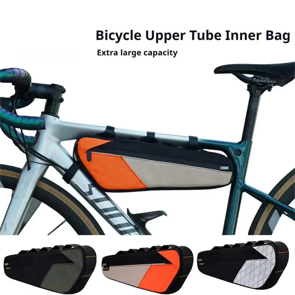 ENLEE 2.5L Bicycle Inner Tube Bag Waterproof Side Zipper Night Reflective Strip Narrow Edge Bike Triangle Front Beam Frame Bag — view 8