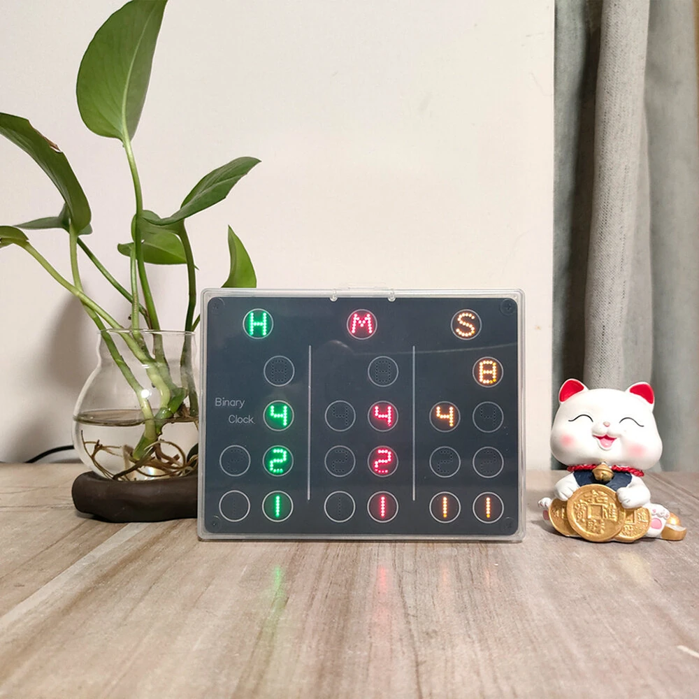 EQKIT YBN-20 Binary Clock DIY Electronic Kit USB 5V Multi-Color LEDs High Precision STEM Educational Soldering Practice Real-Time Clock Programming — view 6