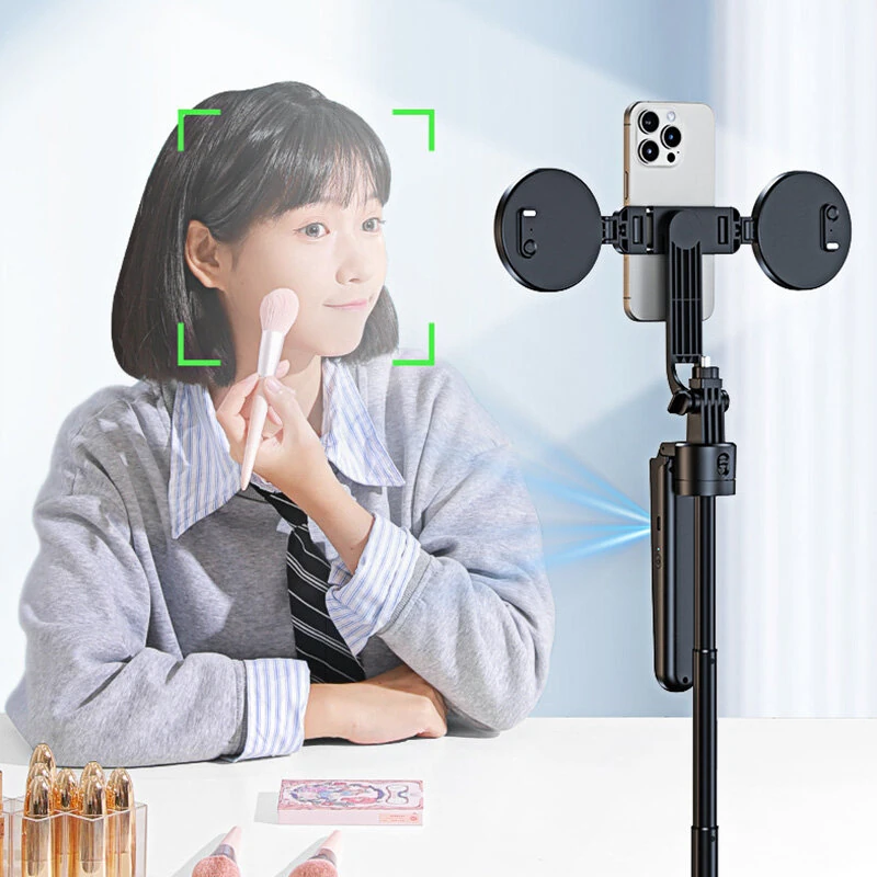 ES-B181 AI Auto Face Tracking Selfie Stick with 4 Leg Tripod 360° Rotation Dual Fill Light Anti Shake Gimbal Bluetooth Remote for Vlog Live Streaming TikTok — view 5