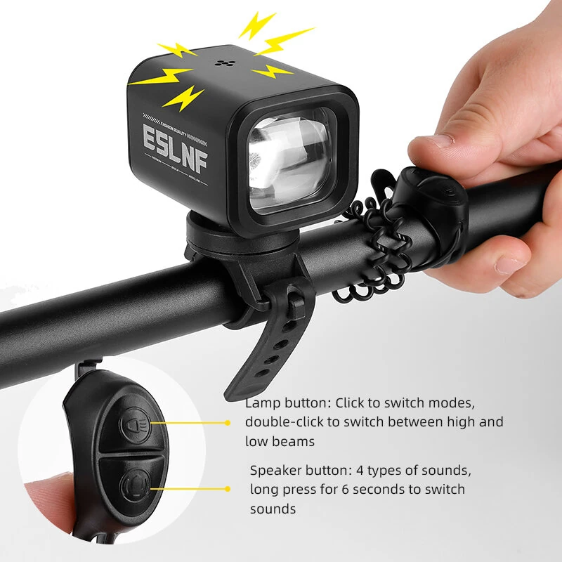 ESLNF Bicycle Light Electric Horn Remote Control, 800 Lumes Bright Light, Hanging Mountable 2400mAh Rechargeable Waterproof High Lumens Road MTB Accessories — view 4