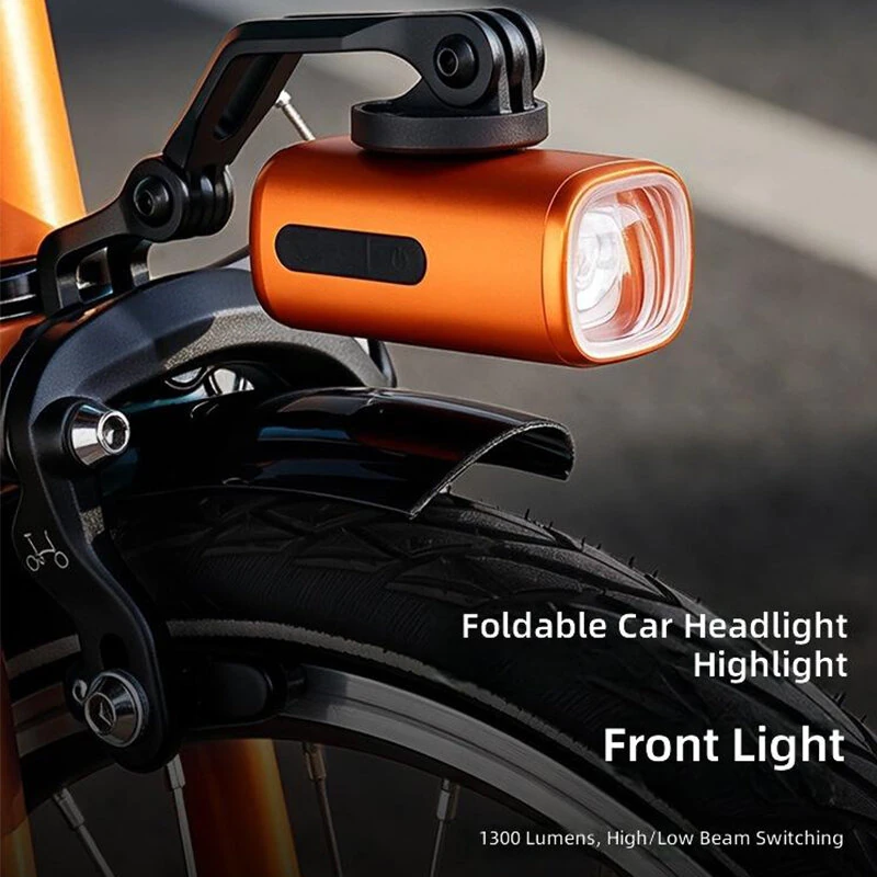 ESLNF Dual Beam Bicycle Light 1300LM USB-C Rechargeable 2400mAh IPX6 Waterproof Cycling for MTB, Road Bike, Scooter — view 3