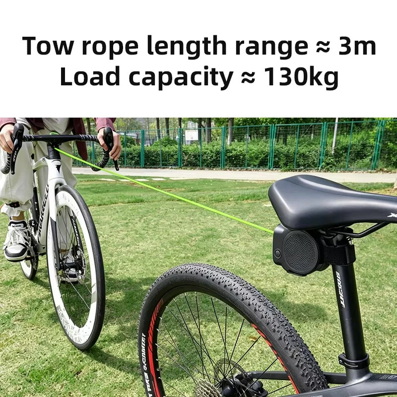 ESLNF Retractable Bicycle Towing Rope with Tail Light 3M Reflective Cord with 130KG Max Load Parent-Child Cycling Safety Gear — view 5