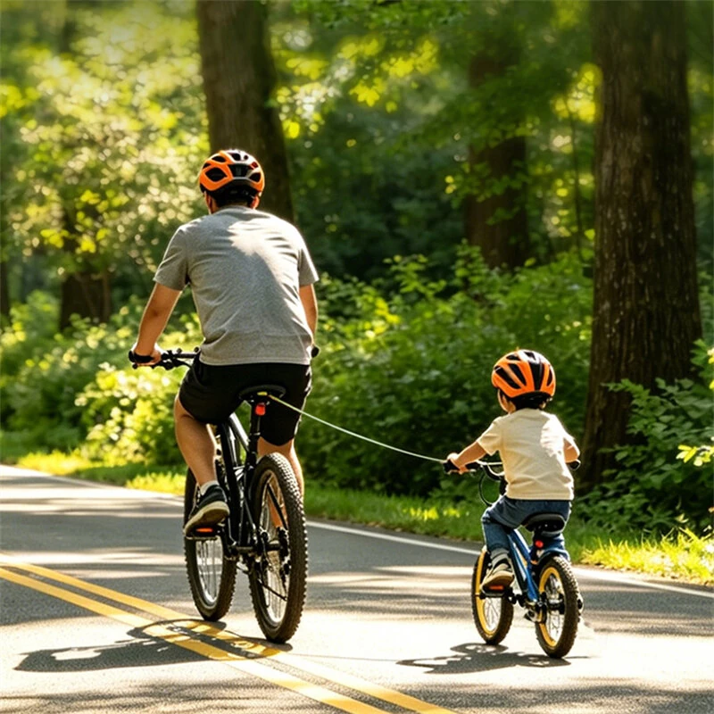 ESLNF Retractable Bicycle Towing Rope with Tail Light 3M Reflective Cord with 130KG Max Load Parent-Child Cycling Safety Gear — view 9
