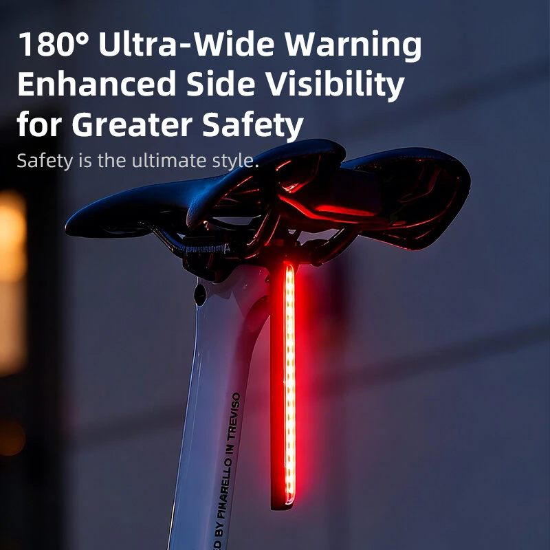 ESLNF RGB Flowing Seat Rail Mount Bike Taillight 1200mAh Type-C Rechargeable IPX4 Waterproof for Night Riding — view 3