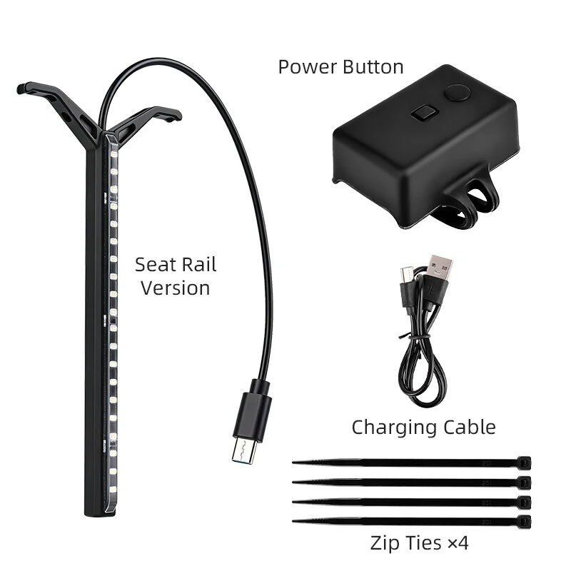 ESLNF RGB Flowing Seat Rail Mount Bike Taillight 1200mAh Type-C Rechargeable IPX4 Waterproof for Night Riding — view 8