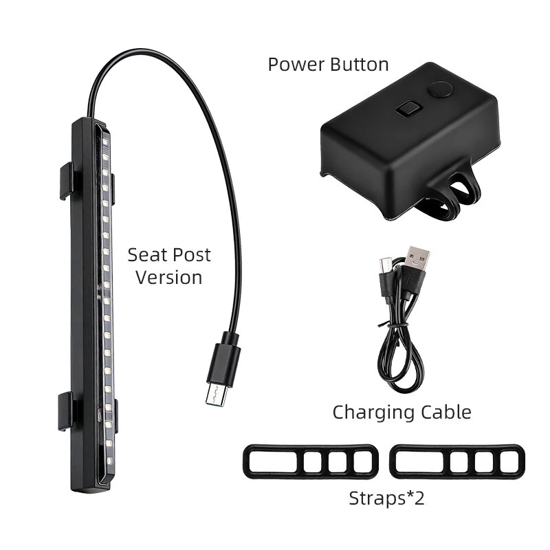 ESLNF RGB Flowing Seat Rail Mount Bike Taillight 1200mAh Type-C Rechargeable IPX4 Waterproof for Night Riding — view 9