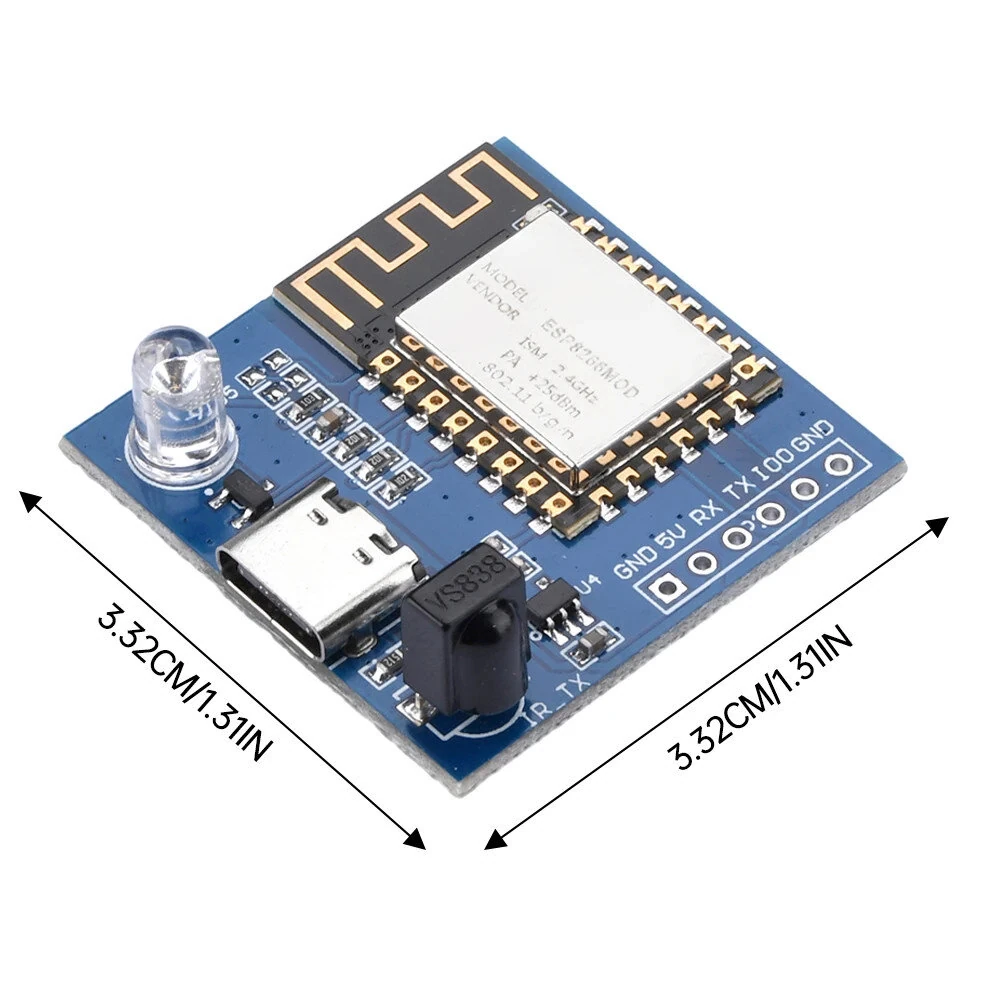 ESP-12F ESP8266 Infrared Transmitting and Receiving for NEC Command WiFi Transparent Transmission Module Board — view 4