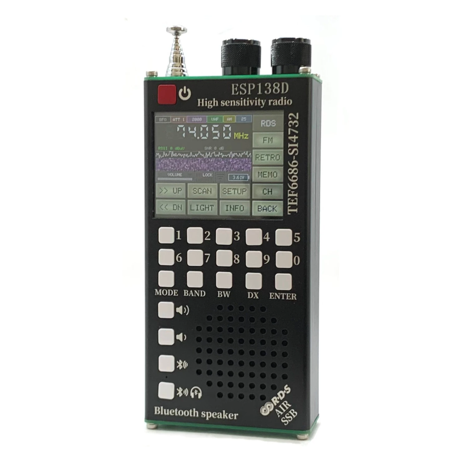 ESP138D ESP32 H-RADIO SI4732 Full Band FM AM SSB AIR Band Receiver + TEF6686 FM Receiver 2 in 1 Handheld Radio with Bluetooth — Pricio