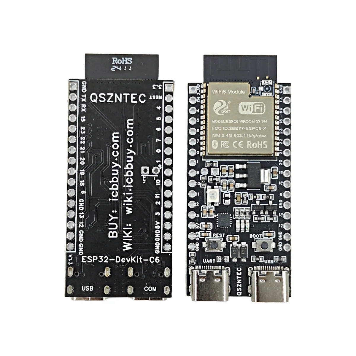 ESP32-C6-DevKitC-1 Development Board ESP32-C6 N4 Wi-Fi 6 Bluetooth 5 LE RISC-V 160 MHz 512KB SRAM 12-Bit ADC SPI UART I2C Module — view 2