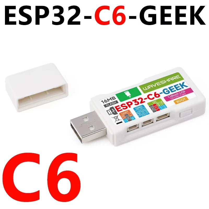ESP32-C6 GEEK Development Board With 1.14inch 65K Color IPS LCD 240x135 Supports 2.4GHz Wi-Fi 6 & BLE 5 USB-A Port — view 2
