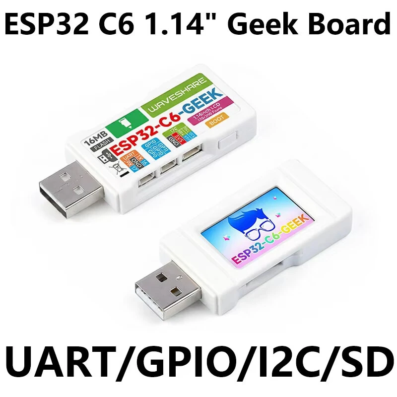 ESP32-C6 GEEK Development Board With 1.14inch 65K Color IPS LCD 240x135 Supports 2.4GHz Wi-Fi 6 & BLE 5 USB-A Port — view 3