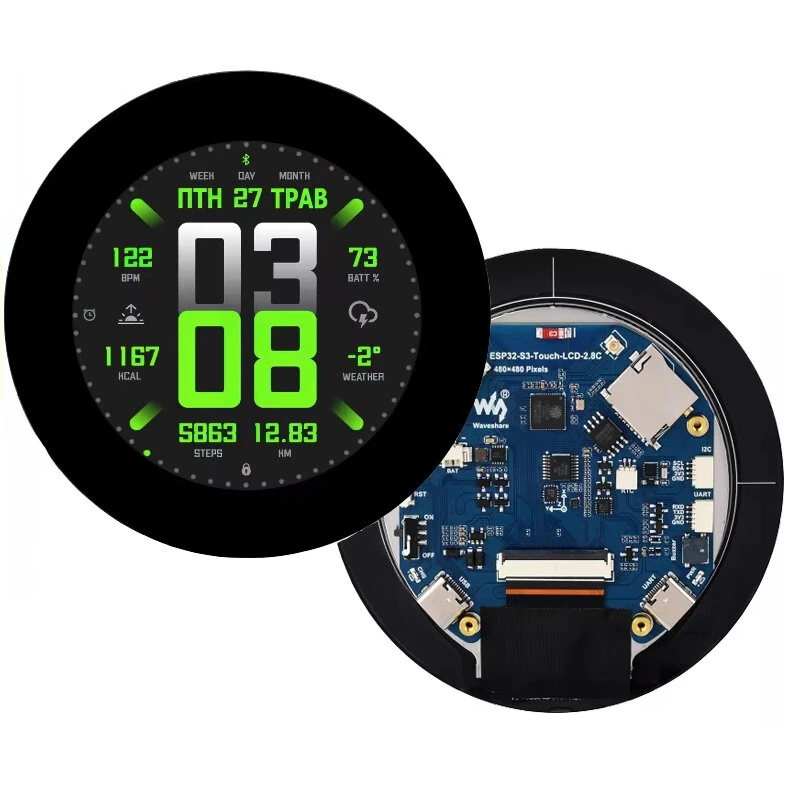 ESP32-S3 2.8 inch IPS Touchscreen LCD Development Board Dual-Core Processor Wi-Fi Bluetooth BLE 5 I2C Interface 480x480 Resolution — Pricio