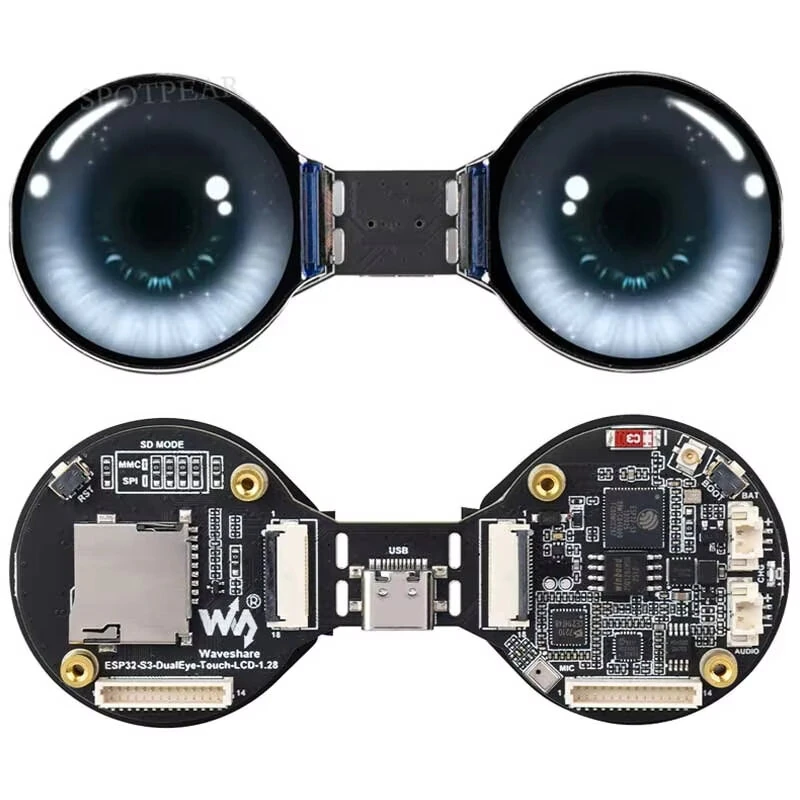 ESP32 S3 DualEye LCD Development Board Dual 1.28 Inch IPS Screen 240x240 WiFi Bluetooth AI Voice Smart IoT Interface