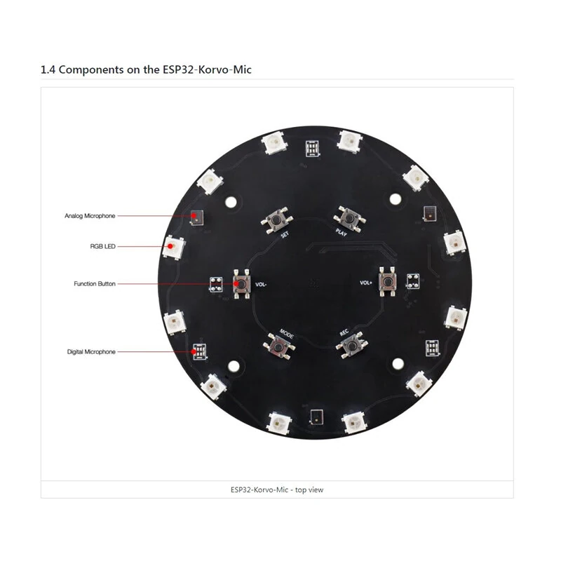 ESP32-S3-Korvo-1 Development Board UART 500m ESP-Skainet 3-Microphone Array Far-Field Pickup Offline Voice Commands Intelligent Voice Solution — view 4